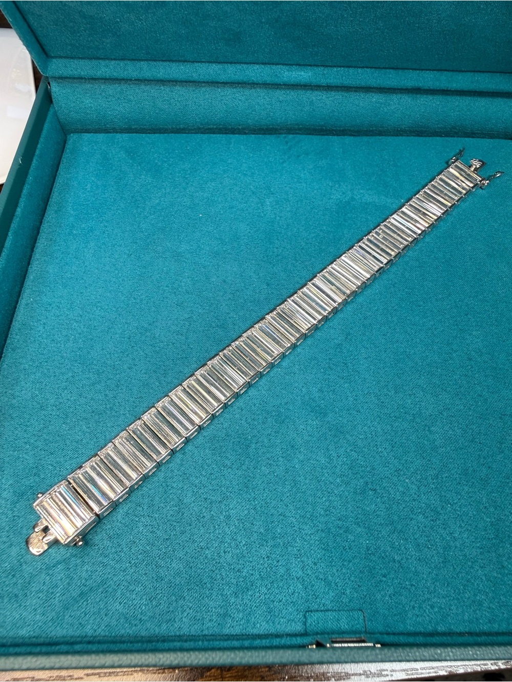 925 Sterling Silver Baguette CZ Tennis Bracelet | Wide Statement Bracelet